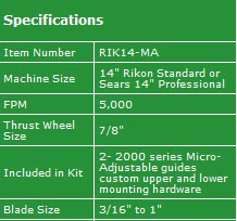 Rikon 14" Standard or Sears 14" Professional with Micro-Adjustable Guides