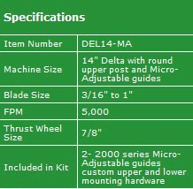 Delta 14" Micro-Adjust Specifications