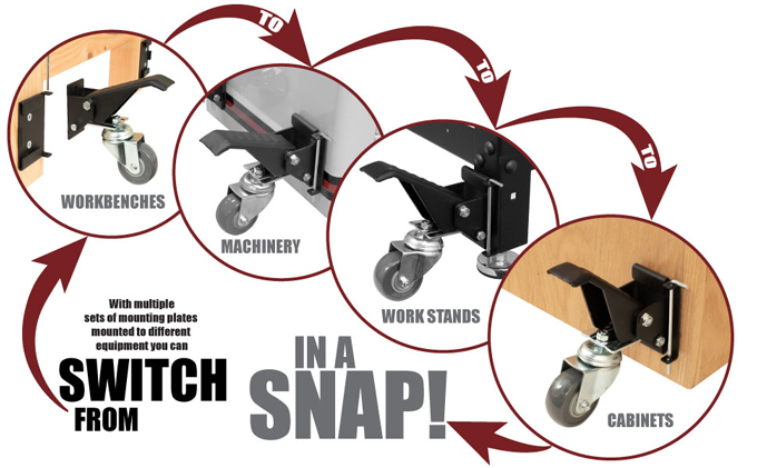 Details about   Workbench Caster kit 4 Heavy Duty Retractable Casters with 4 Pin Lock Quick 