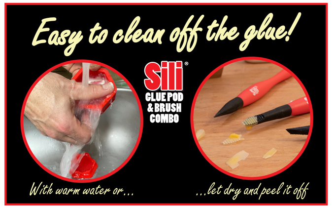 Sili Micro Glue Brush Applicator 3 Pack with Fine Tip Chiseled Tip and Flat Tapered Tip Dual Profile Glue Brushes