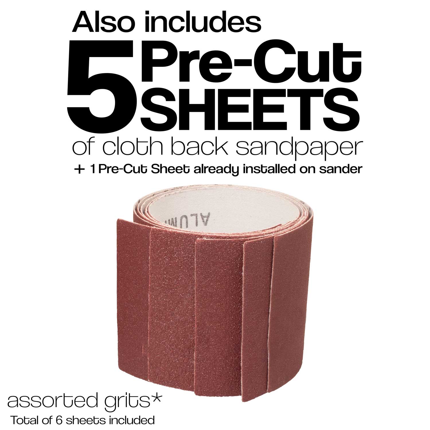 3" x 3" Sleeveless Sanding Drum with 6 Sheets of Assorted Grit Sandpaper