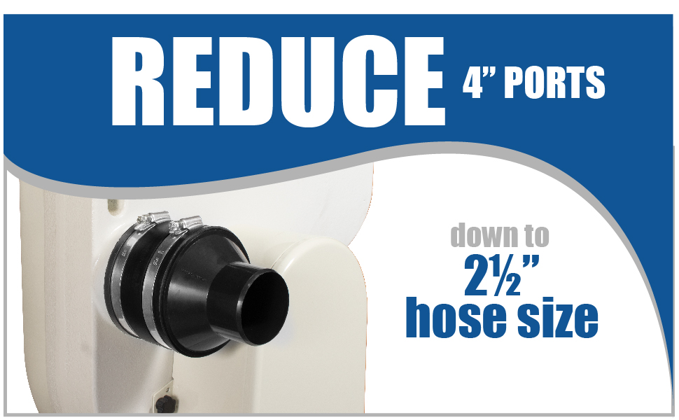 4 inch to 2-1/2 inch Reducer with 4 inch Flexible Cuff Rubber Coupler Fitting and Stainless Steel Hose Clamps for Dust Collection