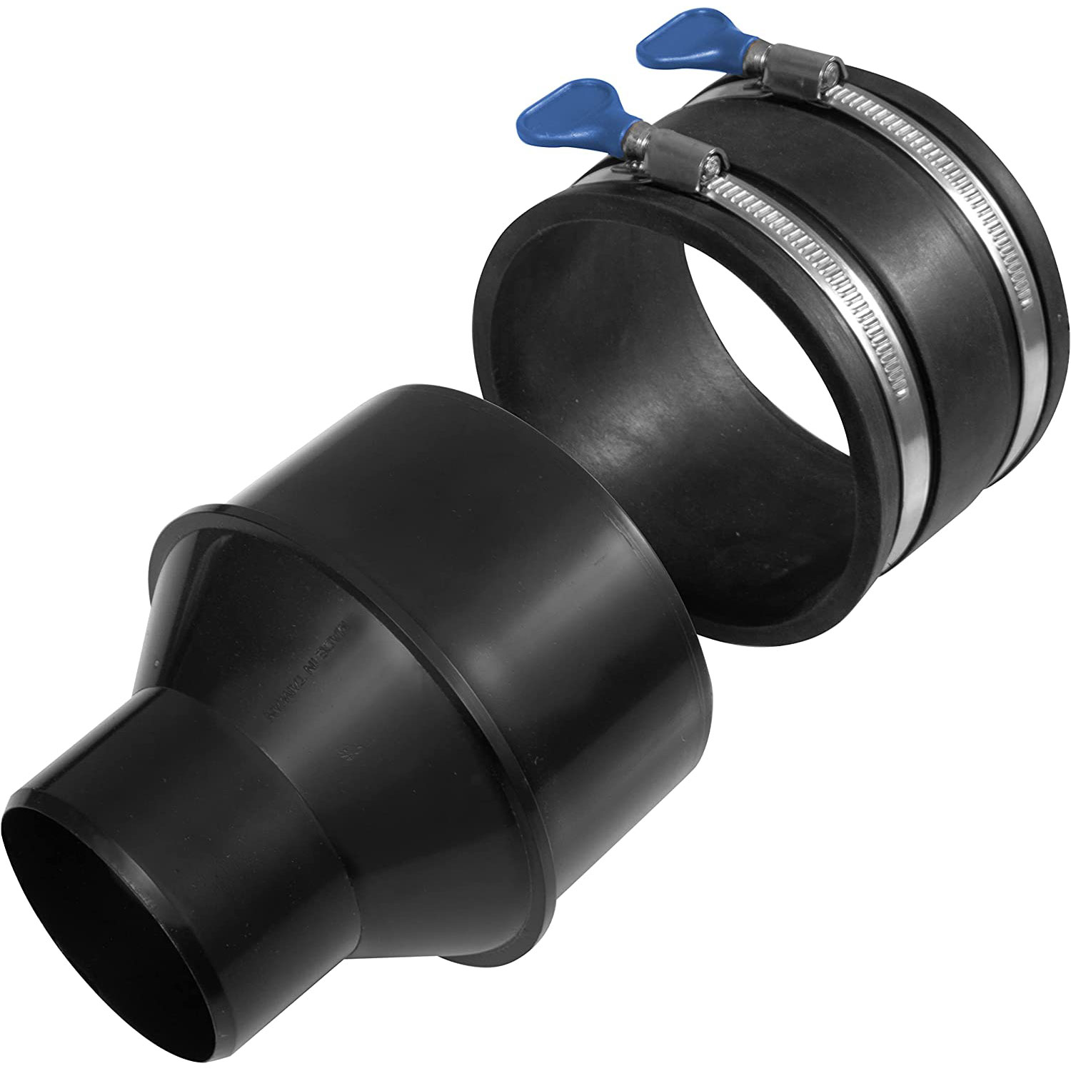 4 inch to 2-1/2 inch Reducer with 4 inch Flexible Cuff Rubber Coupler Fitting and Stainless Steel Hose Clamps for Dust Collection