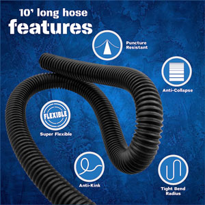 Heavy Duty Clear PVC Flex Hose with 2 Hose Clamps