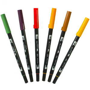 6 Piece Secondary Dual Brush Pen Set - 56163