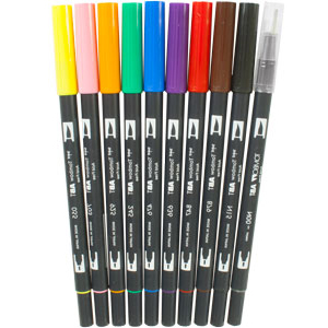 10 Peice Primary Dual Brush Pen Set - 56167