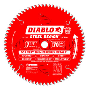 7-1/4" x 70 Tooth Ferrous Metal Saw Blade - D0770F