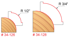 3 Peice Roundover Bit Set - 2 Flute Bits