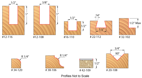 9 Piece Basic Router Bit Set - 1/2" Shank