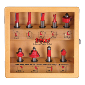 9 Piece Basic Router Bit Set - 1/2" Shank