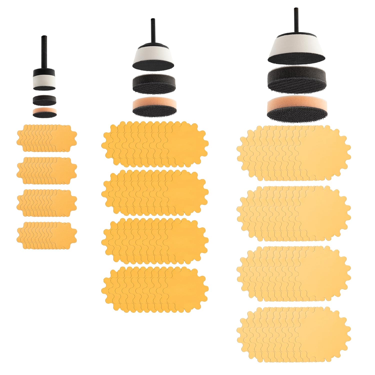 Yellow Sanding Disc Assortment, Aluminum Oxide, Brass Center