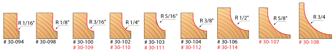 Cove Router Bit profiles