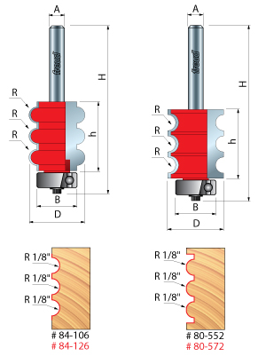 Triple Beading / Fluting Router Bits