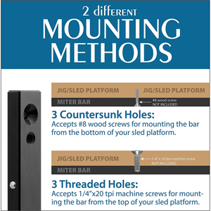 18" Precision Steel Miter Bar Mounting Options
