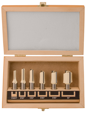 6 Piece Straight Router Bit Set