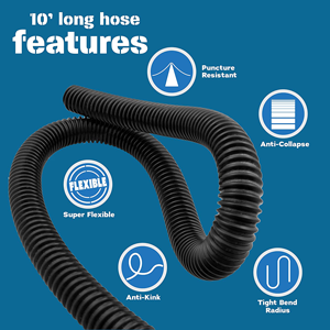 Heavy Duty Clear PVC Flex Hose with 2 Hose Clamps