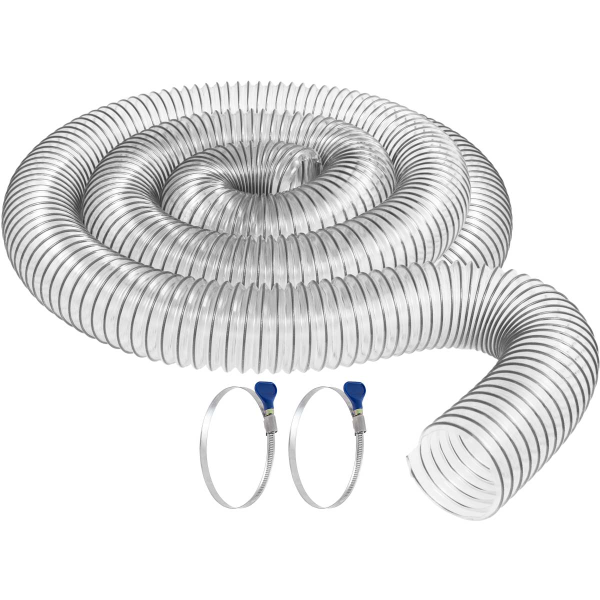 Heavy Duty Clear PVC Flex Hose with 2 Hose Clamps