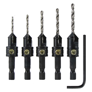 5 Piece Gold Screw Countersink Set 