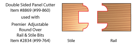 Optional Double Sided Cutters for use with Premier Adjustable Rail & Stile Bits