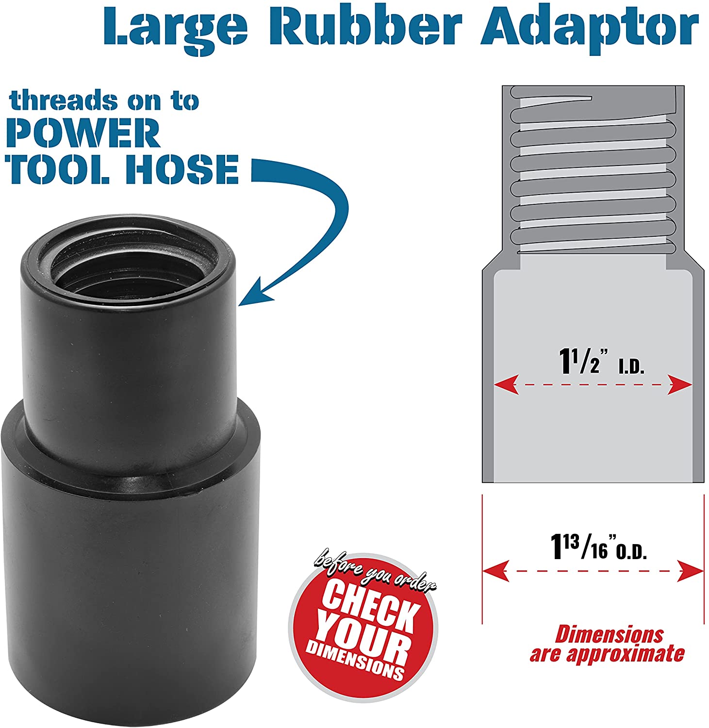 Large Rubber Hose Adapter